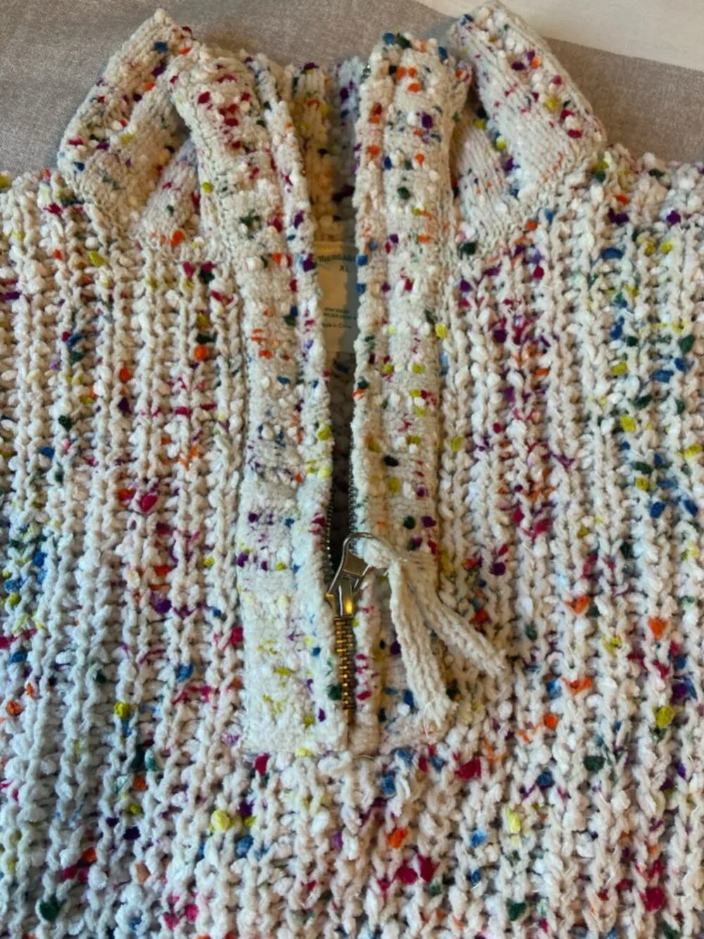 Like New Girls Thereabouts Confetti Knit 1/4 Zip Mock Neck Sweater Sz XL
